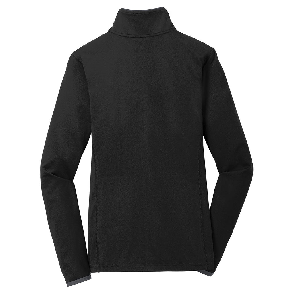Puhics Women's Black/Charcoal Grey Sport-Wick Stretch Contrast Full-Zip Jacket