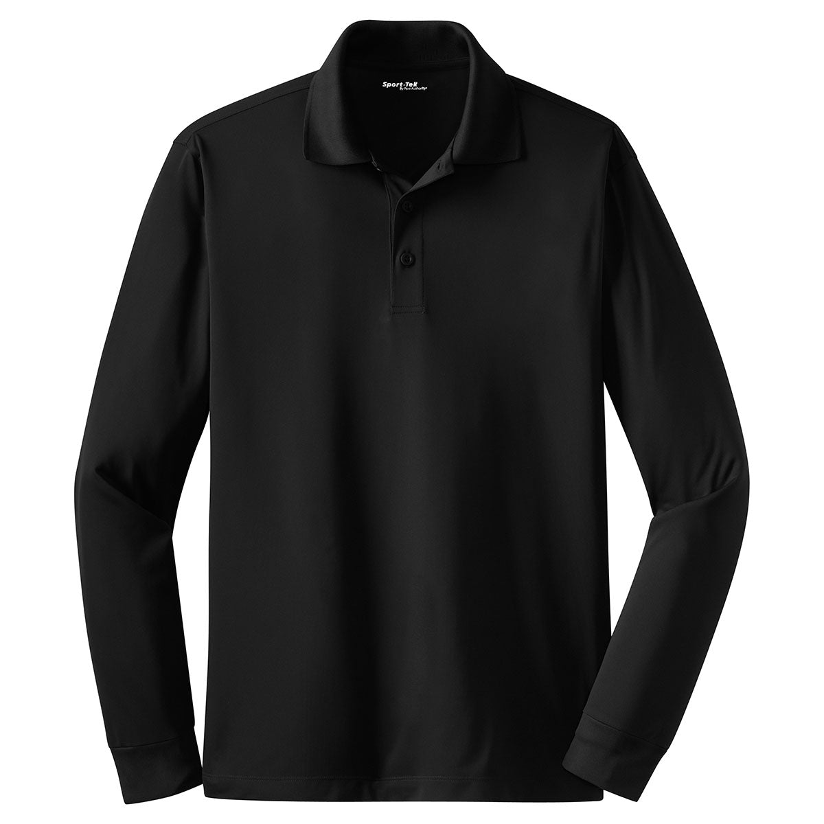 Puhics Men's Black Long Sleeve Micropique Sport-Wick Polo