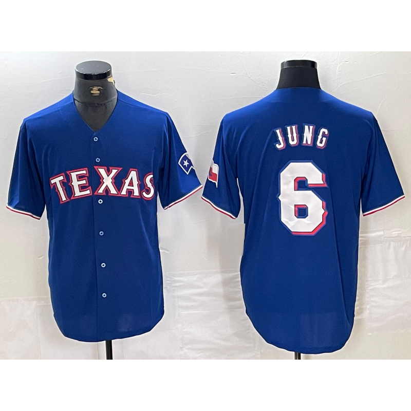 Texas Rangers #6 Josh Jung Blue Puhics Stitched Cool Base Jersey