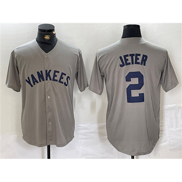 New York Yankees #2 Derek Jeter Gray Puhics Cool Base Stitched Jersey