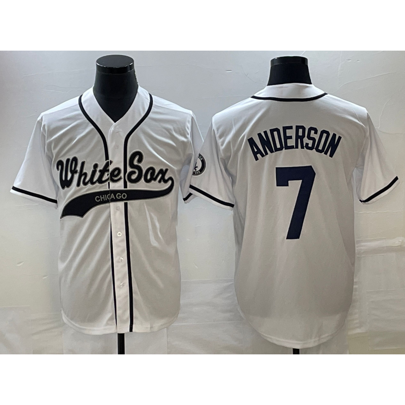 Chicago White Sox #7 Tim Anderson White Puhics Cool Base Stitched Jersey