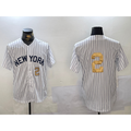 New York Yankees #2 Derek Jeter White Puhics Pinstripe Without Name Fashion Cool Base Jerseys