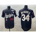Los Angeles Dodgers #34 Fernando Valenzuela Black Puhics 2025 World Series Patch Tokyo Series Limited Stitched Jersey