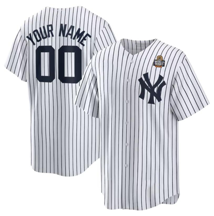 Custom New York Yankees Active Player White Puhics 2024 World Series Cool Base Stitched Jersey