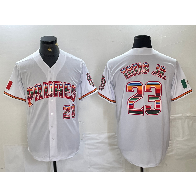 San Diego Padres #23 Fernando Tatis Jr Mexico White Puhics Cool Base Stitched Baseball Jersey