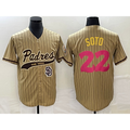 San Diego Padres #22 Juan Soto Tan Puhics Pinstripe 2023 City Connect Cool Base Stitched Jersey 2