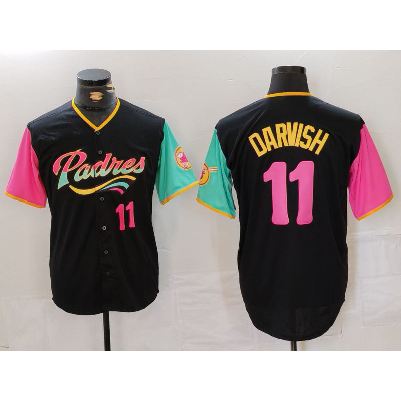 San Diego Padres #11 Yu Darvish Black Puhics Player Number Fashion Jersey