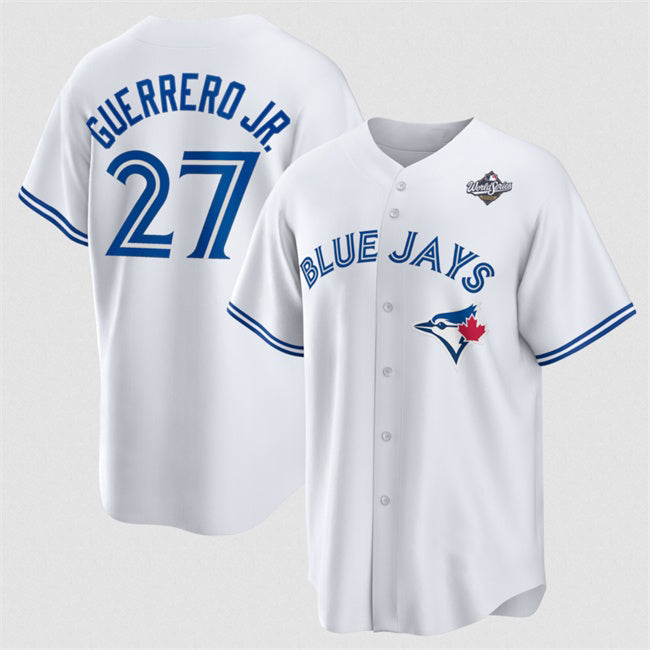 Toronto Blue Jays #27 Vladimir Guerrero Jr. White Puhics 2025 World Series Home Cool Base Stitched Jersey