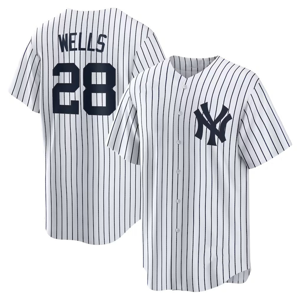 New York Yankees #28 Austin Wells White Puhics Home Replica Jersey