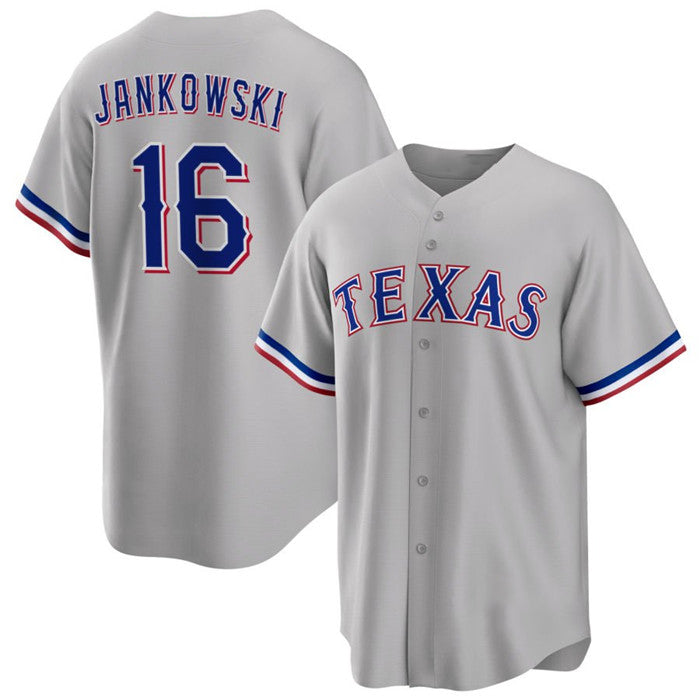 Texas Rangers #16 Travis Jankowski Gray Puhics Cool Base Stitched Jersey