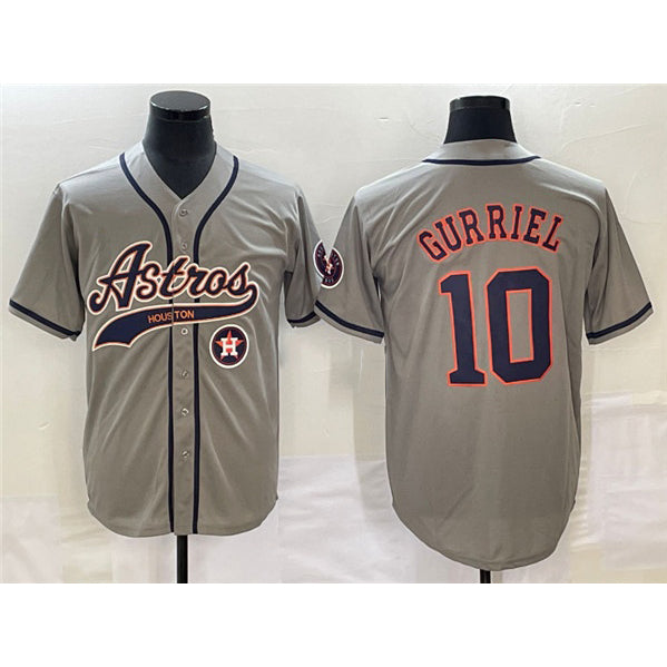 Houston Astros #10 Yuli Gurriel Gray Puhics With Patch Cool Base Stitched Jersey