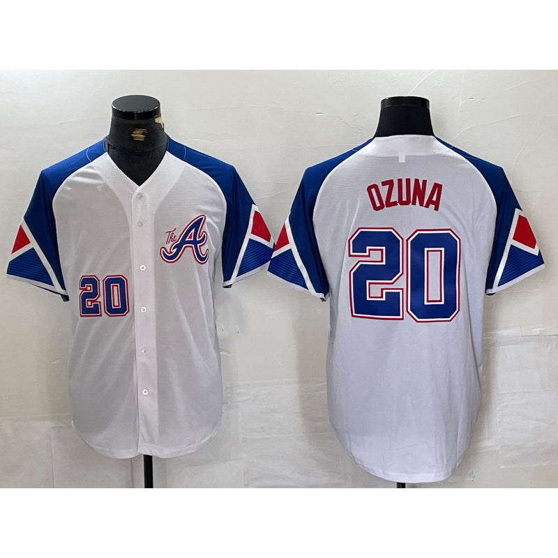 Atlanta Braves #20 Marcell Ozuna Number White Puhics 2023 City Connect Flex Base Stitched Jersey
