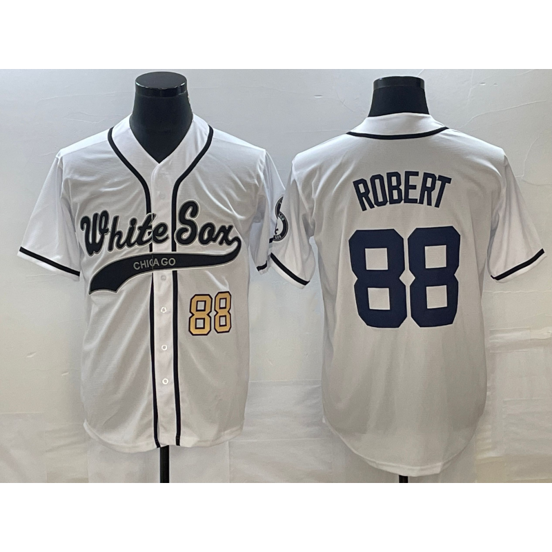 Chicago White Sox #88 Luis Robert Number White Puhics Cool Base Stitched Jersey