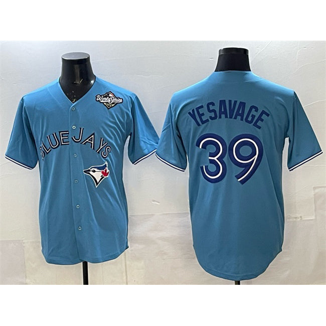 Toronto Blue Jays #39 Trey Yesavage Blue Puhics 2025 World Series Home Cool Base Stitched Jersey