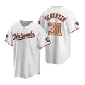 Washington Nationals #31 Max Scherzer White Gold Puhics 2019 World Series Champions Stitched Cool Base Jersey