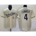 Minnesota Twins #4 Carlos Correa Number Cream Puhics 2022 City Connect Cool Base Stitched Jersey