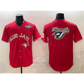 Toronto Blue Jays Team Big Logo Red Puhics 2025 World Series Home Cool Base Stitched Jersey
