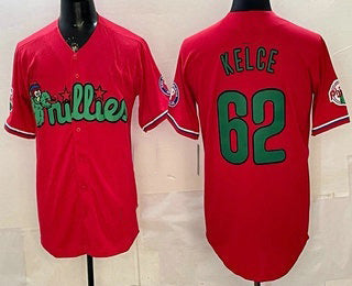 Philadelphia Phillies #62 Jason Kelce Red Puhics Limited Stitched Jersey