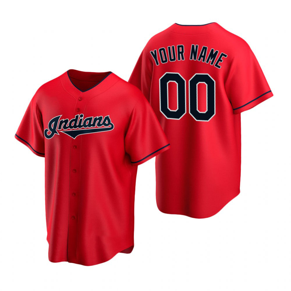 Custom Cleveland Indians Red Puhics Stitched Cool Base Jersey