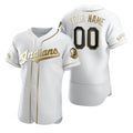 Custom Cleveland Indians White Puhics Stitched Flex Base Golden Edition Jersey