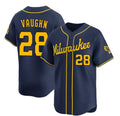 Milwaukee Brewers #28 Andrew Vaughn Navy Puhics Alternate Limited Stitched Jersey