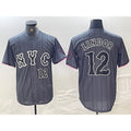 New York Mets #12 Francisco Lindor Number Grey Puhics 2024 City Connect Cool Base Stitched Jersey 2