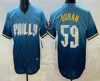Philadelphia Phillies #59 Jhoan Duran Blue Puhics 2024 City Cool Base Jersey