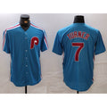 Philadelphia Phillies #7 Trea Turner Blue Puhics Cooperstown Throwback Cool Base Jersey