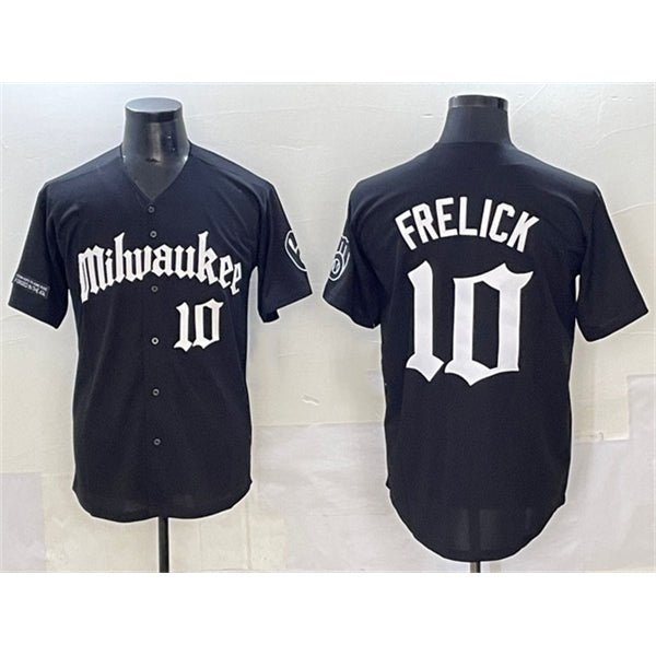 Milwaukee Brewers #10 Sal Frelick Black Puhics 'Gothic 414 Shadows Edition' Vapor Premier Limited Stitched Jersey