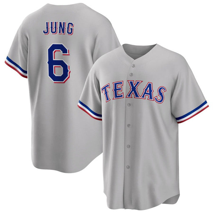 Texas Rangers #6 Josh Jung Gray Puhics Cool Base Stitched Jersey
