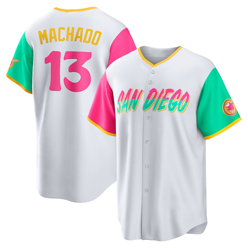 San Diego Padres #13 Manny Machado White Puhics City Connect Replica Player Jersey