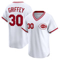 Cincinnati Reds #30 Ken Griffey White Puhics Throwback Cooperstown Collection Limited Jersey