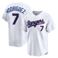 Texas Rangers #7 Ivan Rodriguez White Puhics Throwback Cooperstown Collection Limited Jersey
