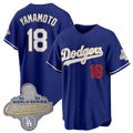Los Angeles Dodgers #18 Yoshinobu Yamamoto Royal Puhics 2026 Alternate Gold Collection Stadium Stitched Jersey