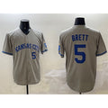 Kansas City Royals #5 George Brett Gray Puhics 2024 Away Limited Stitched Jersey