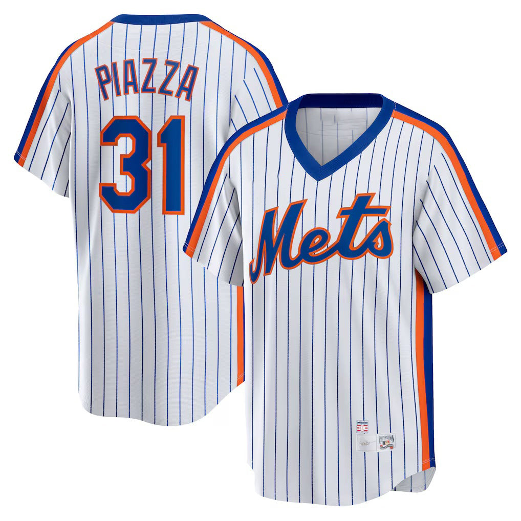 New York Mets #31 Mike Piazza White Puhics Home Cooperstown Collection Player Jersey