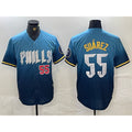 Philadelphia Phillies #55 Ranger Suarez Blue Puhics 2024 City Player Number Cool Base Jerseys