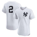 New York Yankees #2 Derek Jeter White Puhics Home Elite Player Jersey