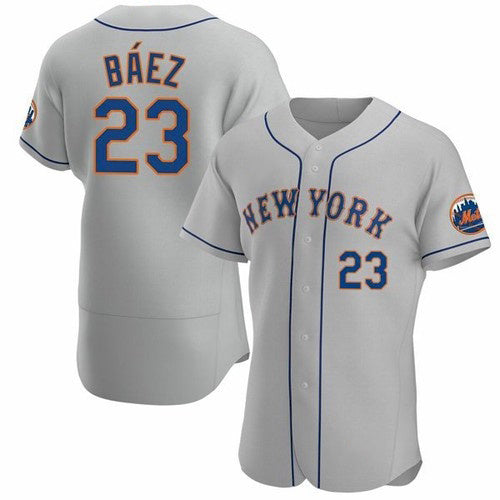New York Mets #23 Javier Baez Gray Puhics Anthentic Jersey