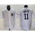 New York Yankees #11 Anthony Volpe Name White Puhics With Patch 2024 Cool Base Stitched Jersey