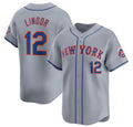 New York Mets #12 Francisco Lindor 2024 Gray Puhics Away Limited Stitched Jersey