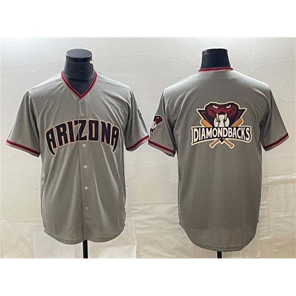 Arizona Diamondbacks Gray Puhics Team Big Logo Cool Base Stitched Jerseys