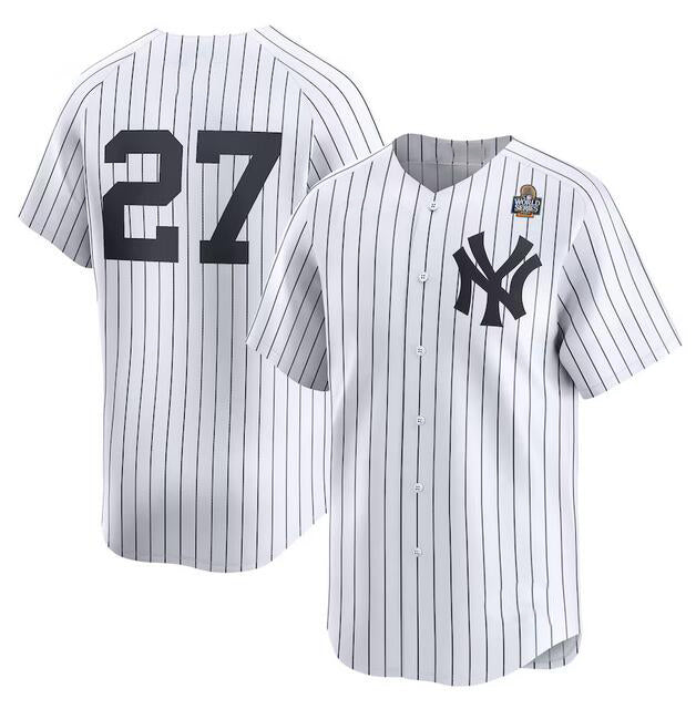 New York Yankees #27 Giancarlo Stanton White Puhics 2024 World Series Home Limited Stitched Jersey