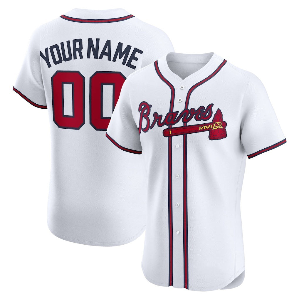 Custom Atlanta Braves White Puhics Home Elite Jersey