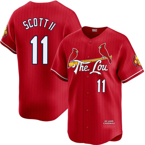 St. Louis Cardinals #11 Victor Scott II Red Puhics City Connect Limited Stitched Jersey