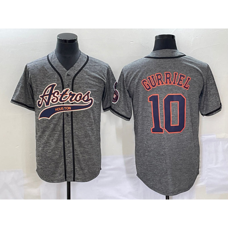 Houston Astros #10 Yuli Gurriel Grey Puhics Gridiron Cool Base Stitched Jersey