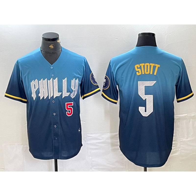 Philadelphia Phillies #5 Bryson Stott Blue Puhics 2024 City Player Number Cool Base Stitched Jerseys