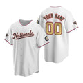 Custom Washington Nationals White Gold Puhics 2019 World Series Champions Stitched Cool Base Jersey