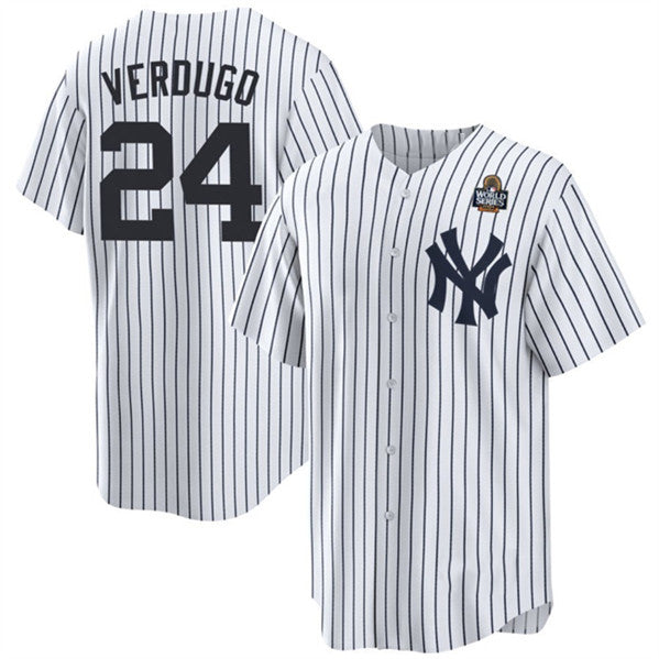 New York Yankees #24 Alex Verdugo White Puhics 2024 World Series Cool Base Stitched Jersey
