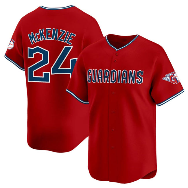 Cleveland Guardians #24 Triston McKenzie Red Puhics Alternate Limited Stitched Jersey